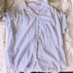 American Eagle Button Up Blue and White Top